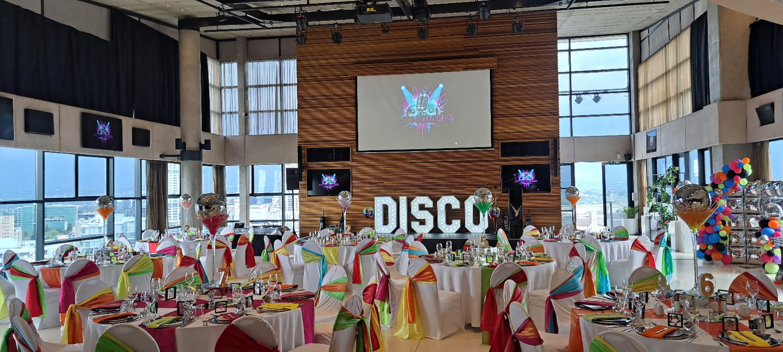 Corporate function venue prepared for Rhythmic Knights entertainment
